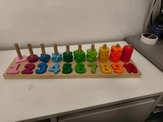 Juguete madera números y aros