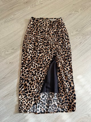 Falda Leopardo Larga con Abertura