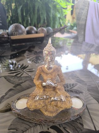 Portavelas Buda Doble Decorativo