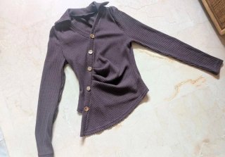 Jersey manga larga marrón mujer talla S
