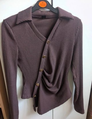 Jersey manga larga marrón mujer talla S