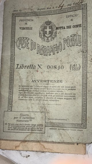 Libretto di Risparmio Postale d'Epoca
