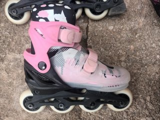 Patines en línea rosas y negros talla ajustables
