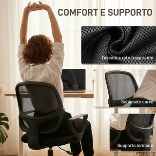 Sedia Ufficio Ergonomica Girevole in Rete Traspira