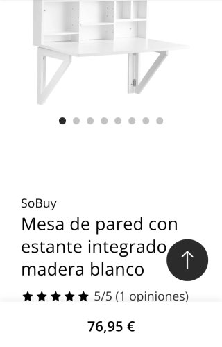 Mesa escritorio plegable de Pared con Estantería