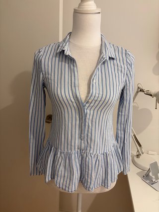 Camisa Zara Rayas Azul y Blanco