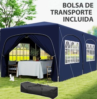 Cenador Plegable 3x6m Azul