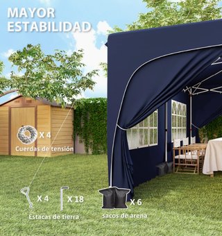 Cenador Plegable 3x6m Azul