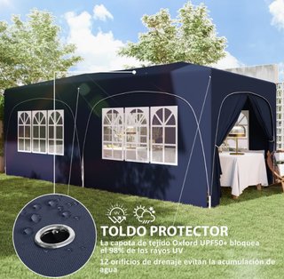 Cenador Plegable 3x6m Azul