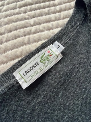 Jersey Lacoste Gris con Parches Marrones Talla L