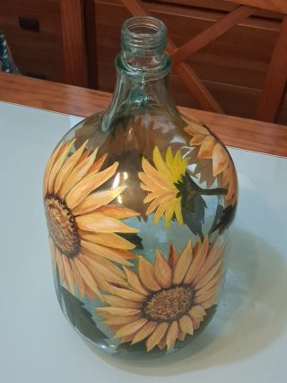 Garrafa de Vidrio Antigua Decorada