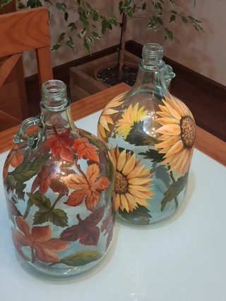 Garrafa de Vidrio Antigua Decorada