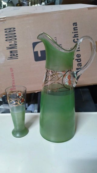 Caraffa e Bicchieri Vetro Stile Liberty