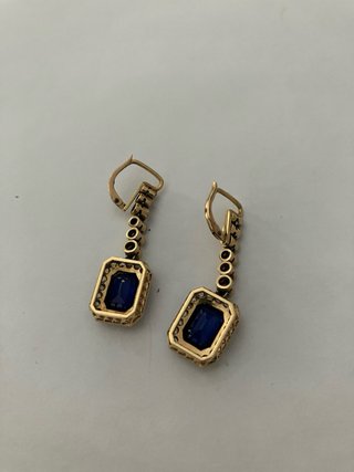 Pendientes Vintage Oro 18k, Zafiros y Diamantes