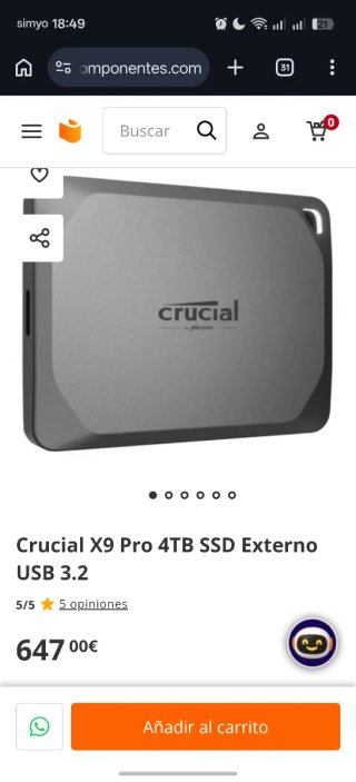 Disco Duro SSD Externo Crucial 4TB.X9Pro