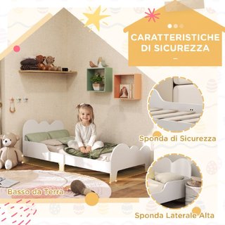 Letto Montessori per Bambini 3-8 Anni, 143.5x74.5