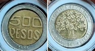 Moneda 500 Pesos Colombia 2005