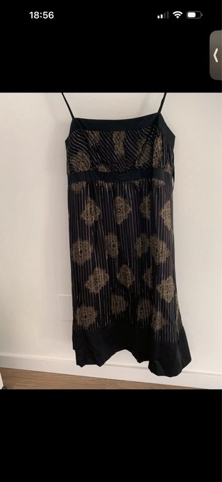 Vestido Fiesta Massimo Dutti Dorado y Negro T-44