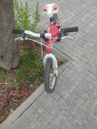 Bicicleta infantil marca Quer roja.