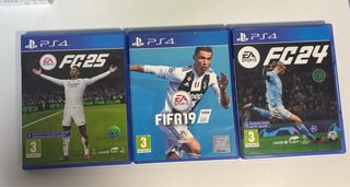 Lote 3 Videojuegos PS4: FC 25, FC 24 e FIFA 19
