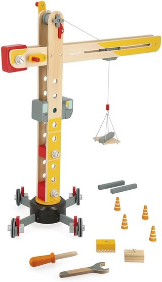 Grúa Janod Madera 74cm Juguete Obra