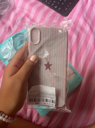 Cover per cellulare con stelle rosa e grigie