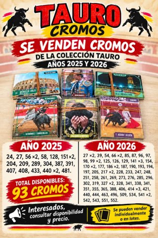 Cromos Tauro Colección 2025 y 2026