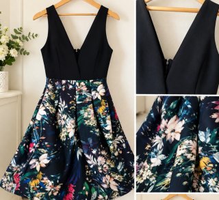 Vestido fiesta negro floral