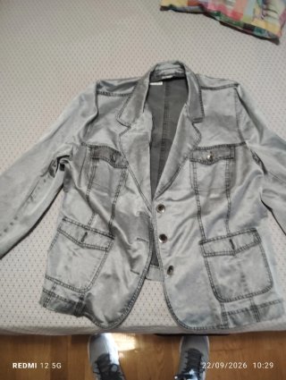 Chaqueta mujer gris metalizado