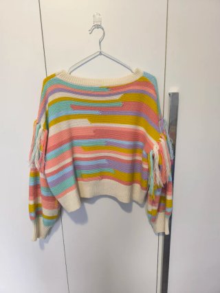 Jersey de Punto Multicolor con Flecos