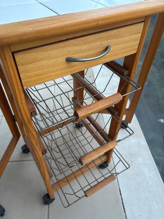 Carrito de Cocina Plegable de Madera