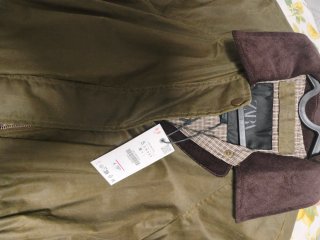 Parka Encerada Zara Verde Talla S