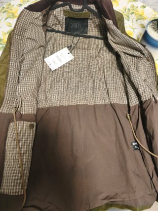 Parka Encerada Zara Verde Talla S