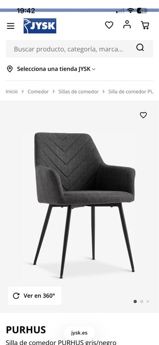 Sillas Comedor PURHUS Gris/Negro PACK DE 4