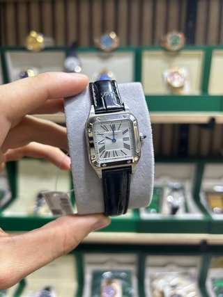 Reloj Cartier Santos Azul y Plateado