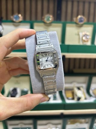 Reloj Cartier Santos Azul y Plateado