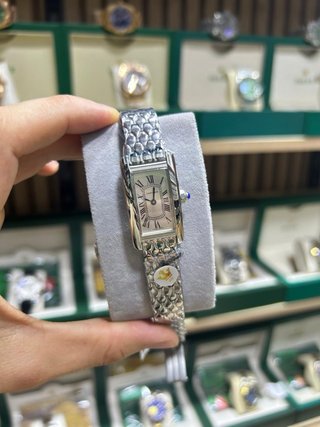 Reloj Cartier Santos Azul y Plateado