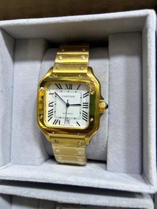 Reloj Cartier Santos Azul y Plateado