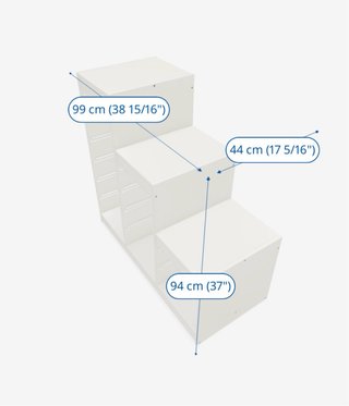 Estructura Cajonera Blanca con Cajas de Colores
