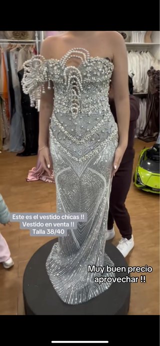 Vestido boda gitana Plateado Talla 38/40