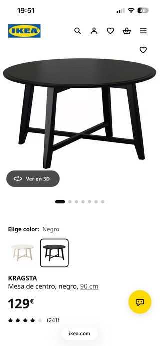 Mesa de centro IKEA KRAGSTA negra y cristal