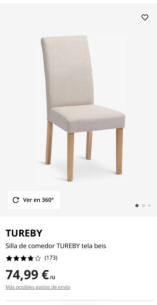 NUEVAS Pack 4 sillas comedor TUREBY tela beige