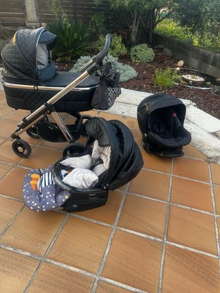 Carrito Bebecar 3 Piezas Polipiel Negro