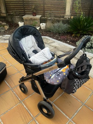 Carrito Bebecar 3 Piezas Polipiel Negro