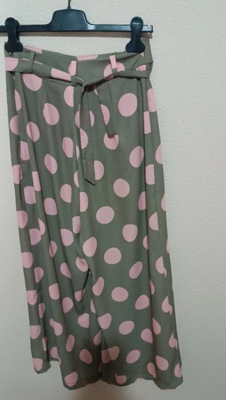 Pantalón largo lunares rosa y verde