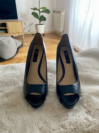 Zapatos Peep Toe Mango Negros Talla 40
