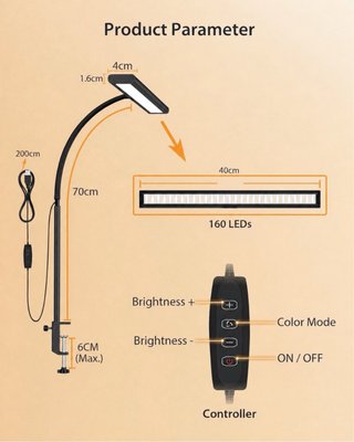 Lámpara LED de escritorio 70 cm