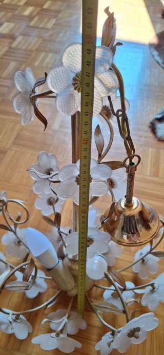 Lampadario vintage anni '60 fiori vetro