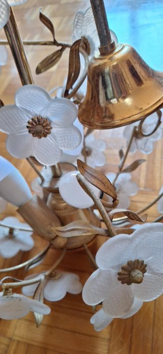 Lampadario vintage anni '60 fiori vetro