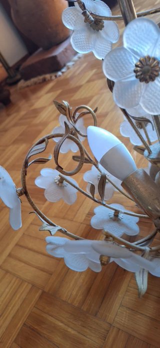 Lampadario vintage anni '60 fiori vetro